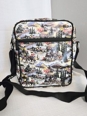 Paperchase Crossbody Bag Tote Western  Wagon Train Pioneer Vinyl Print